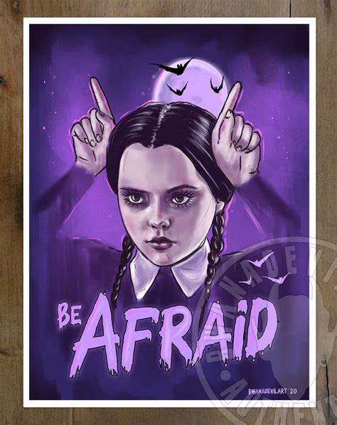 Wednesday Addams Be Afraid Art Print 9 X 12 In Catwoman Selina
