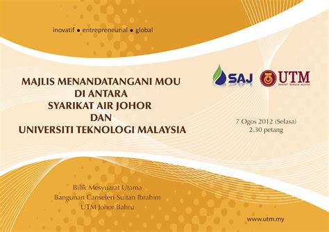 Syarikat air perlis (sap) had successfully undertook the corporatisation process of bahagian bekalan air jkr perlis bba on 1 jan 2015. Creative Media Unit: MoU - UTM dan Syarikat Air Johor
