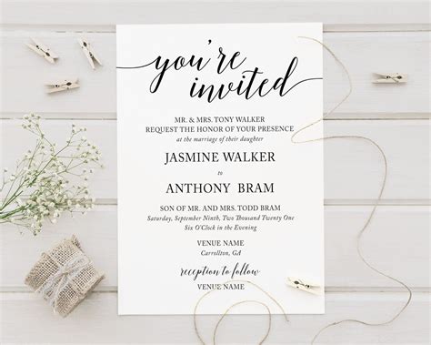 Simple Wedding Invitations And Rsvp Card Set You Re Invited Wedding Invites And Response Cards Etsy