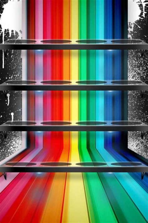 Rainbow Color Home Screen Iphone Wallpaper Rainbow Shelf Wallpaper