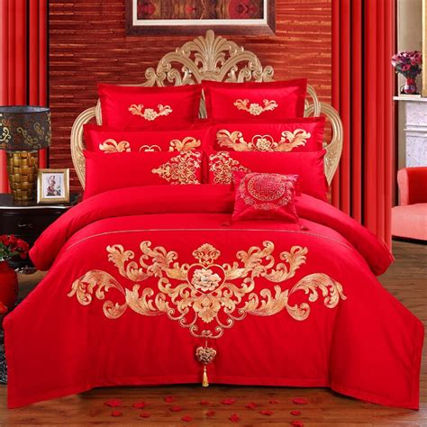 100 Cotton Luxury Royal Wedding Bedding Set Embroidery Duvet Cover Set Bed Sheet Pillowcases