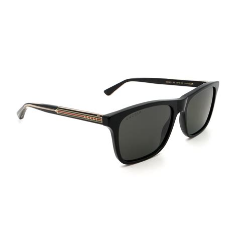 Men S Polarized Rectangular Sunglasses Shiny Black Gray Gucci Touch Of Modern