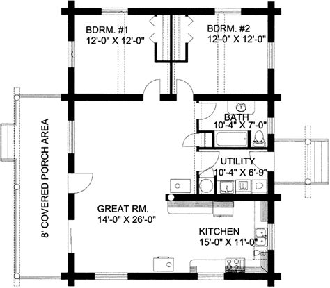 Log Cabin House Plan 2 Bedrooms 1 Bath 1200 Sq Ft Plan 34 117