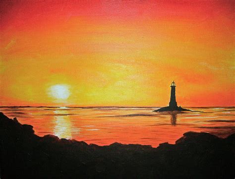 Lonely Lighthouse Painting By Ashley Warbritton Fine Art America
