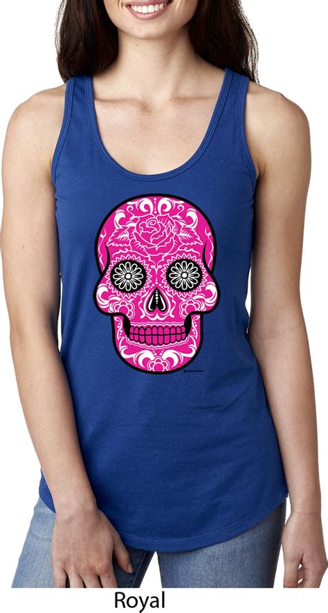 Ladies Pink Sugar Skull Ideal Tank Top 21524e2 N1533 Etsy