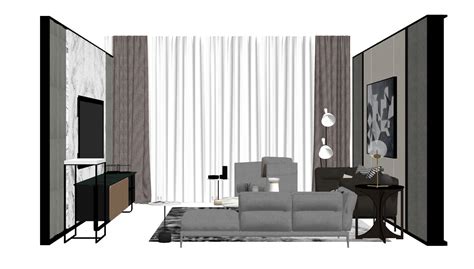 3d Living Room Set Sketchup Model Free Download