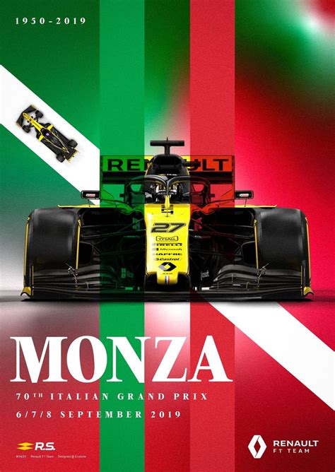 A Poster For The Italian Grand Prix With A Racing Car On It S Side