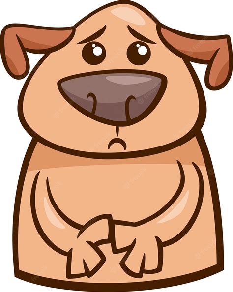 Ilustración De Dibujos Animados De Perro Triste Humor Vector Premium