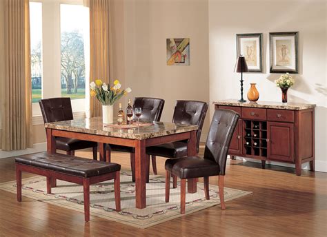 Awqm marble dining table set for 4, rectangular faux marble table and 4 pu leather chairs dining set for home, dining room, brown amazon $ 239.99. Acme Bologna 6-pc Marble Top Rectangular Dining Table Set ...