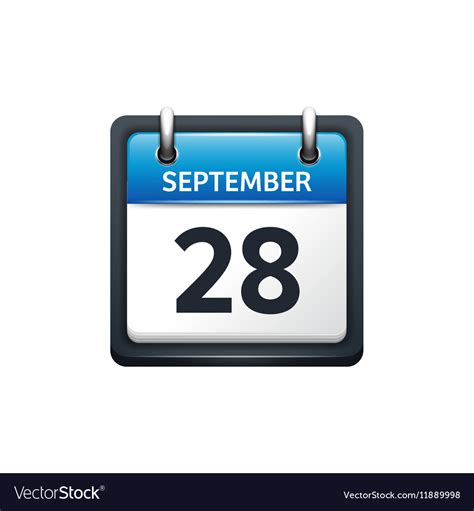 September 28 Calendar Icon Royalty Free Vector Image