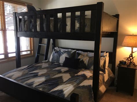 2 is a front elevation view thereof; Custom Bunk Beds Texas Bunk Bed - Twin over Queen - Rustic Perpendicular Designer Full Loft with ...