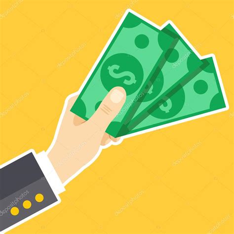 Hand Holding Money Dollars Cash Money Exchange Concepts Modern Flat Design Vector
