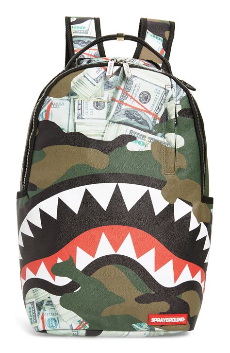 Sprayground Money Camo Shark Faux Leather Backpack Nordstrom Faux Leather Backpack