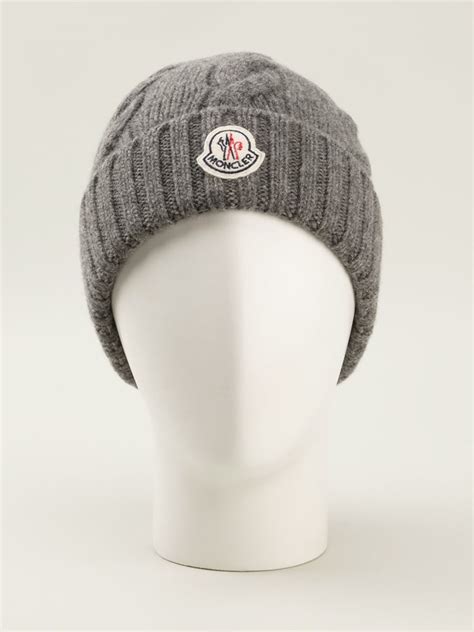 Moncler Cable Knit Beanie In Gray For Men Lyst
