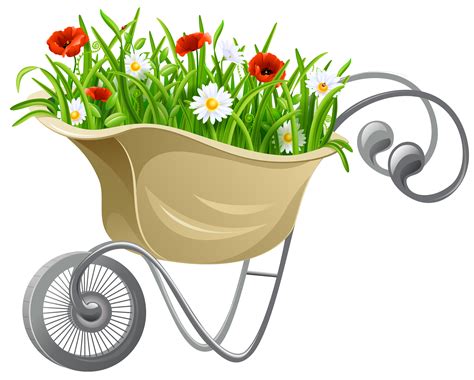 Wheelbarrow With Flowers Png Clipart Gallery