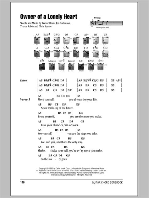 Owner Of A Lonely Heart Sheet Music By Yes Lyrics And Chords 83908