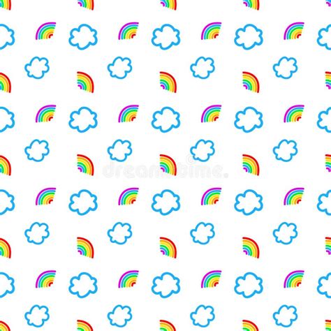 Rainbow Clouds Seamless Pattern Stock Illustrations 4948 Rainbow