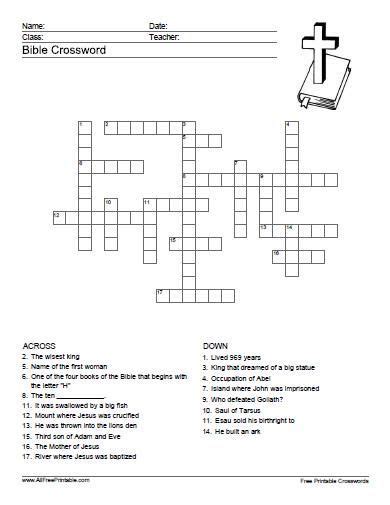 Bible Crossword Puzzles For Adults Printable Printable Crossword 15