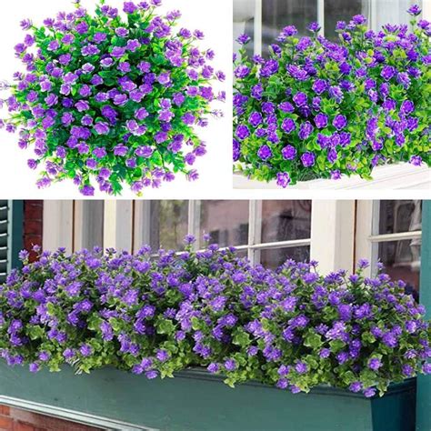 Awtlife 15 Pcs Artificial Flowers Outdoor Artificial Planters Flowers