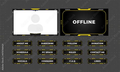 Vetor De Modern Twitch Overlay Package In Yellow Theme Minimal Twitch