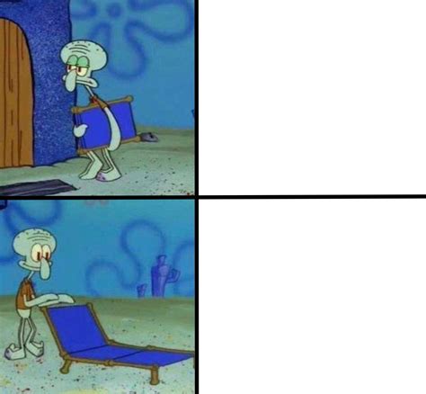 How did @kumolol feel about the draft that resulted in our perfect #lcs game today? Squidward Folds Lawn Chair Meme Template