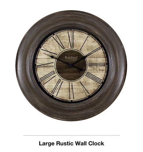 A Large Rustic Wall Clock With Roman Numerals On The Face And Numbers