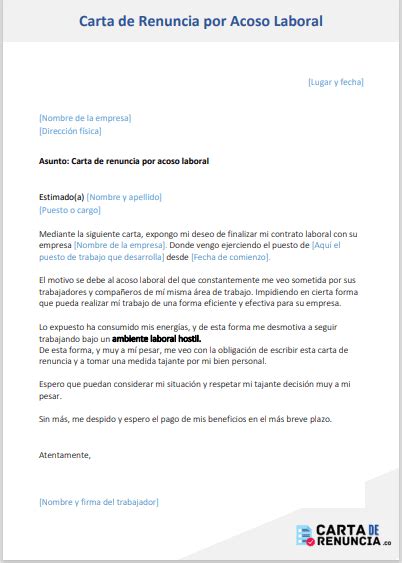 Modelo Carta De Renuncia Por Acoso Laboral Colombia Modelo De Informe CLOUD HOT GIRL