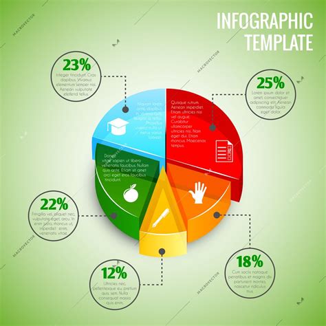 Colored Abstract 3d Pie Chart Education Infographic Element With Sector