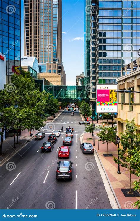 View Of A Street In Downtown Charlotte North Carolina Editorial Stock