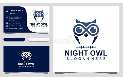 Dark Night Owl Logo Design Vector Illustration, Business Card Template