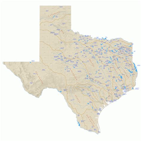 Texas Creeks And Rivers Map Printable Maps