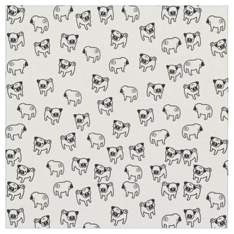 Pug Dog Pattern Fabric Zazzle