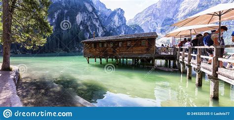 Lago Di Braies Beautiful Lake In The Dolomites Editorial Image Image