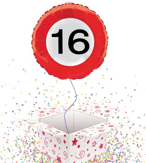 16th Birthday Traffic Sign Foil Balloon 16th Birthday Party Foil