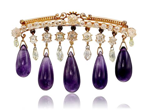 Bailey Banks And Biddle Amethyst And Diamond Brooch Late 19th Century