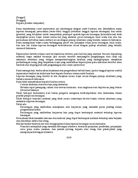 A letter of representation (a.k.a., representation letter, rep. Letter Of Representation Audit - Letter