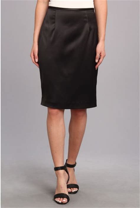 Adrianna Papell Stretch Satin Pencil Skirt In Black Lyst