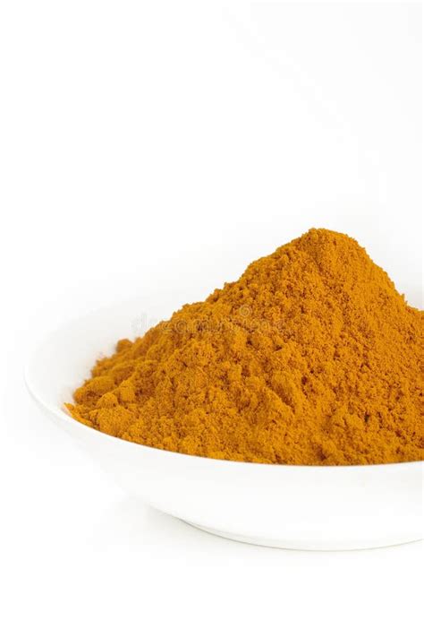 Turmeric Powder In White Dish Stock Image Image Of Spice Seasoning