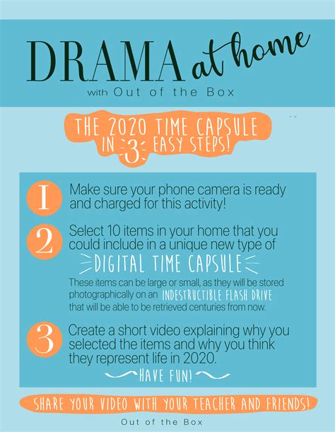 Drama At Home Time Capsule Free Teaching Resources Middle School
