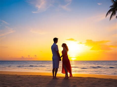 Premium Ai Image Honeymoon Travel Silhouette Of Romantic Couple On
