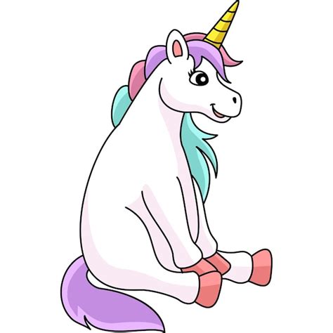 Premium Vector Sitting Unicorn Cartoon Colored Clipart
