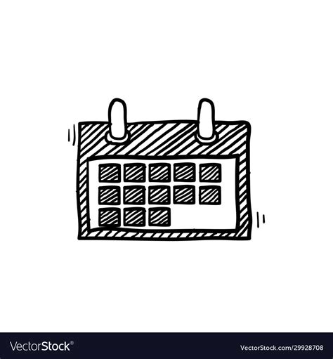 Hand Drawn Calendar Icon With Doodle Line Art Vector Image