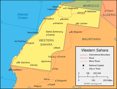 Western Sahara Map And Satellite Image