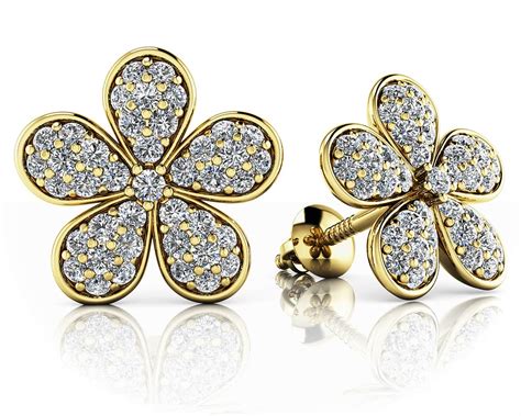 Diamond Flower Stud Earrings ST962 USA Jewels