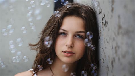 sexy slim blue eyed long haired brunette teen girl wallpaper 5395 1920x1080 1080p wallpaper