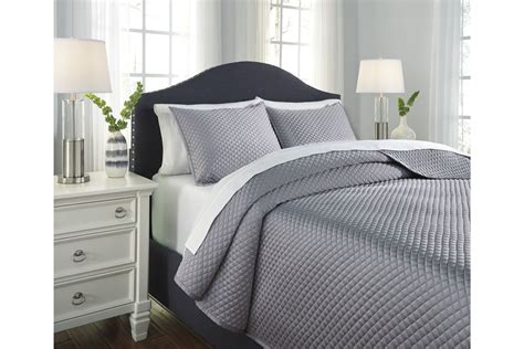 Floor sample antique white metal twin bed waterford was $399.99 clearance $199. Dietrick King Quilt Set in Grey by Ashley at Gardner-White