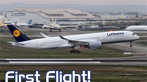 38 (flat bed) premium economy: 1st Flight! Brand New Lufthansa - Airbus A350-900 landing ...