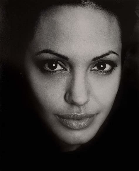 Angelina Jolie Monochrome Faces Greyscale Free Wallpaper