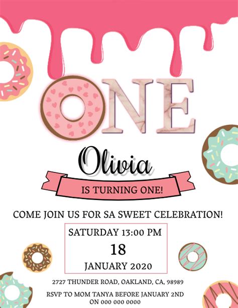 Copy Of Donut Birthday Invitation Template Postermywall