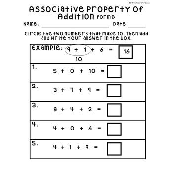 No Prep Associative Property Of Addition Making Worksheets St Grade